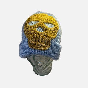 Plasma Beamz Handmade Baby Blue Skull Knit Beanie